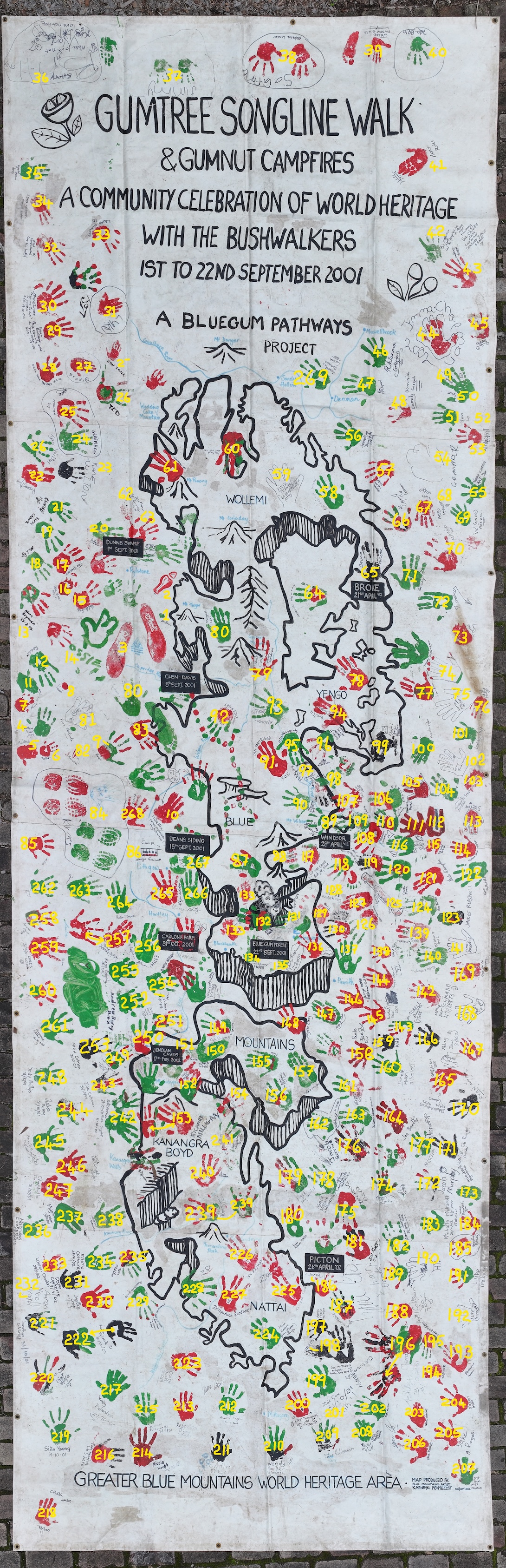 Songlines banner with the hands